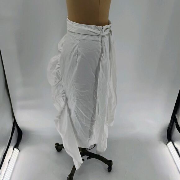 MILLY Skirt Lagenlook Stripe 100% Cotton White Midi Women's Size 4 - Picture 5 of 14